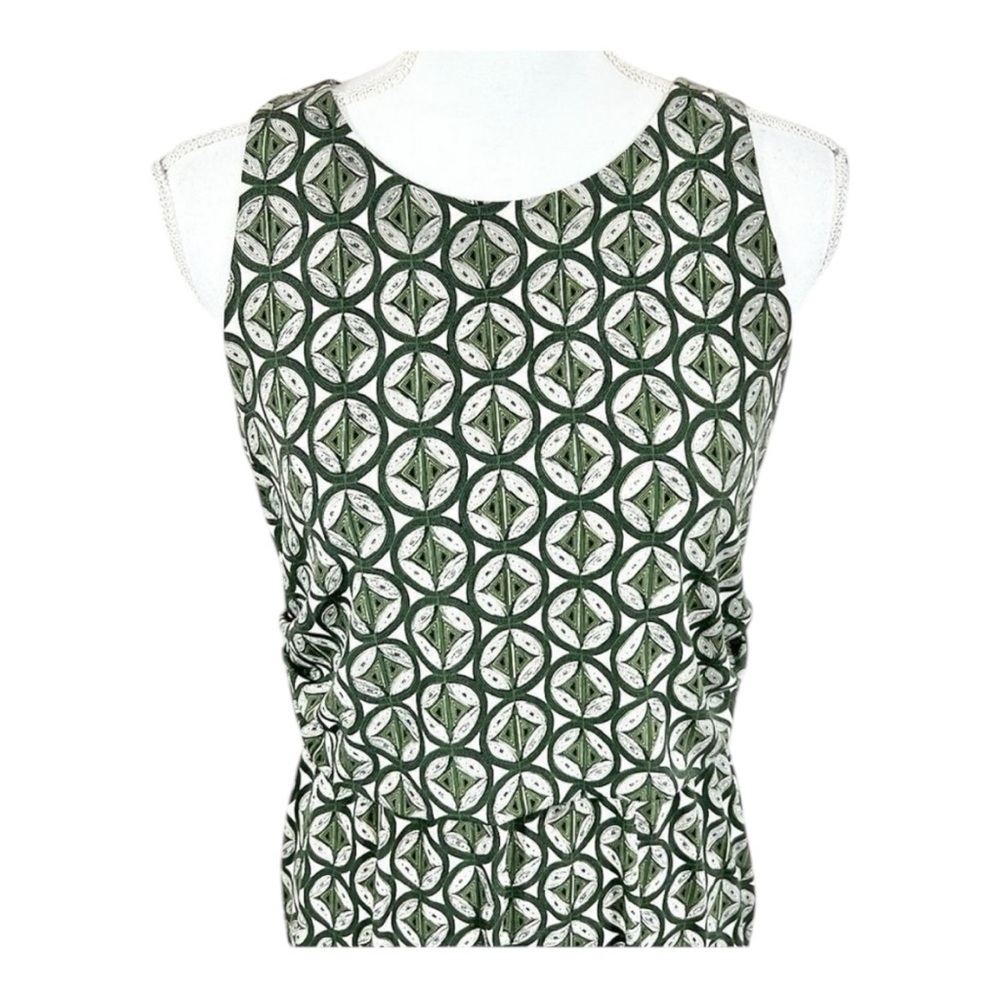 Ann Taylor Factory Green & White Print Stretch Tank Dress Size Small - Picture 3 of 5